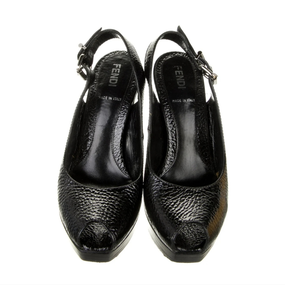 Fendi Patent Leather Slingback Pumps